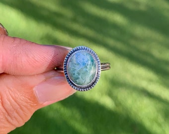 Ocean Jasper Handcrafted Sterling Silver Ring Size 8.5