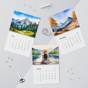 2026 Art Wall Calendar Mountain Watercolor | Large Vibrant Images | Spiral Bound | Matte Grid for Writability | 11x8.5" or 14x11.5"