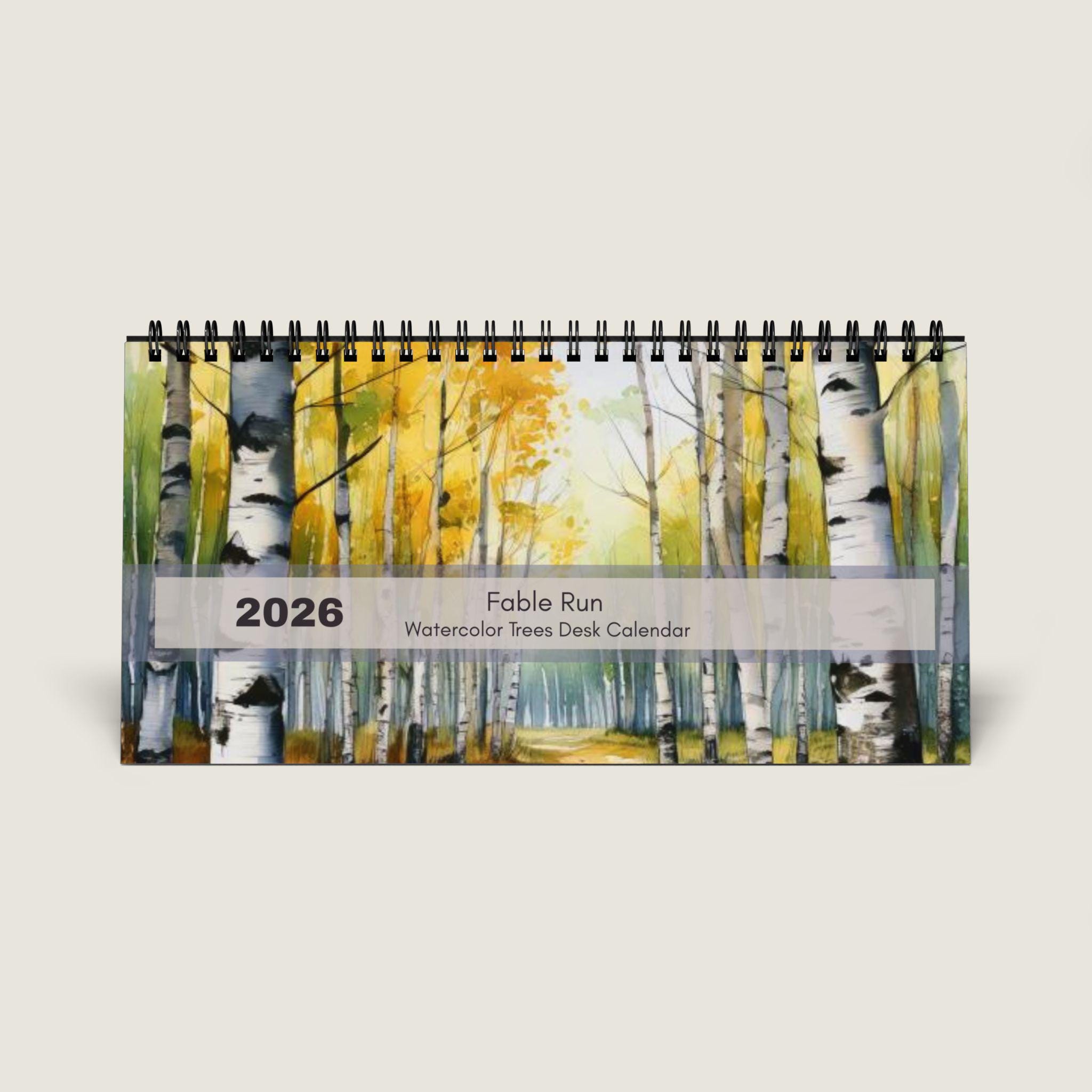 Clender Withn Tree 2026 Desk Calendar With Watercolor Trees Nature Scenes / Perfect for ...