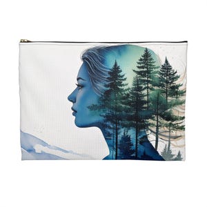Borsa per il trucco artistico Wilderness Dreamer / Pochette per cosmetici con tema foresta acquerello / Beauty case a tema avventura