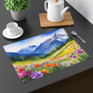 Mountain Meadow Placemat - 18x14 Inch Colorful Wildflower Design | Table Decor for Dining, Picnics, and Entertaining
