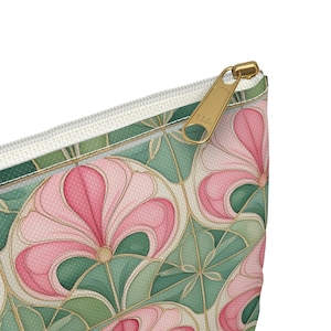 Art Deco Floral Accessory Pouch | Makeup Bag | Pencil Case | Travel Organizer | Durable Polyester