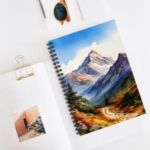 Dziennik spiralny Watercolor Mountain | Idealny na przygody! Dziennik podróży Inspiracja na wędrówki piesze i kemping