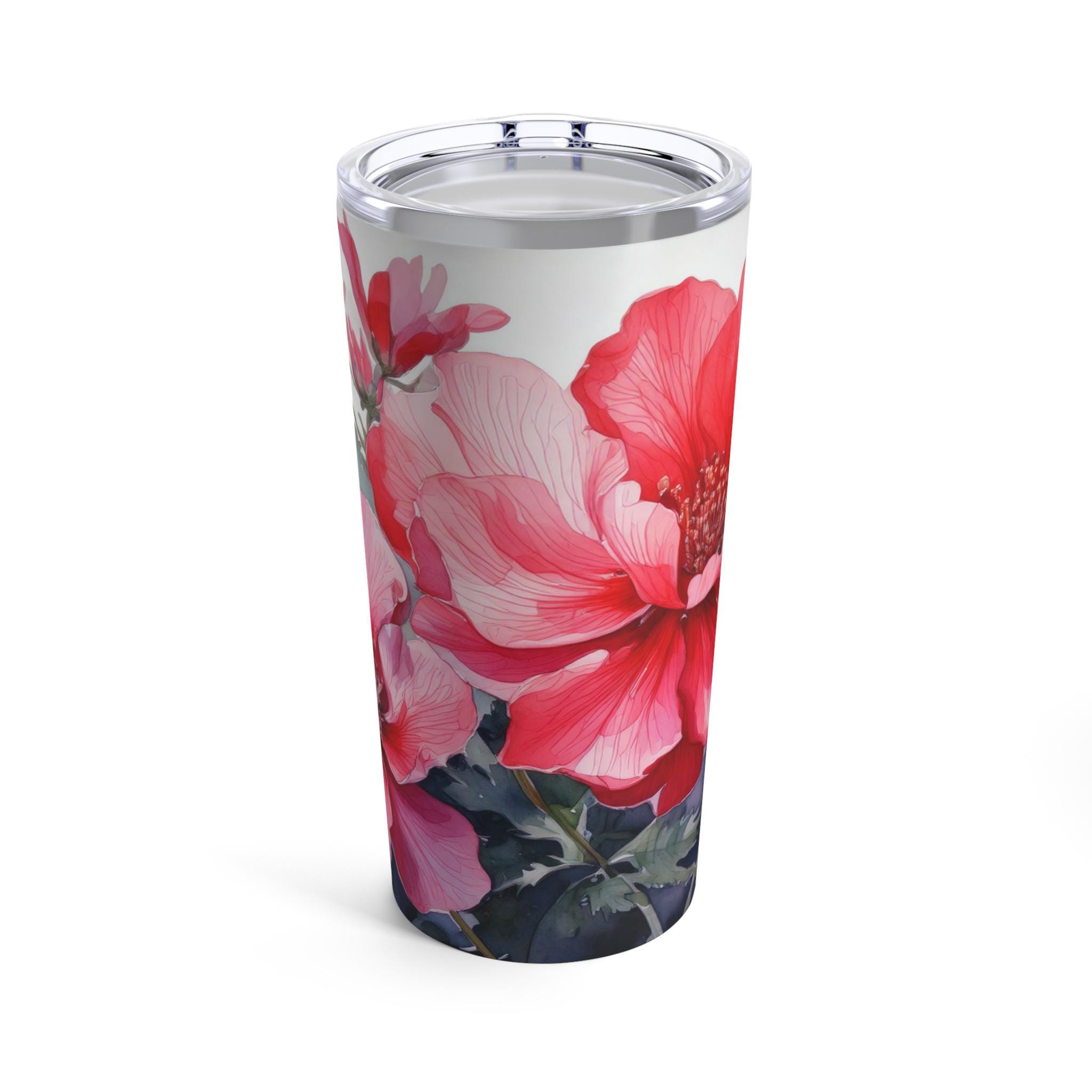 Vibrant Watercolor Floral Travel Mug - 20oz Stainless Steel, Vacuum Insulated, Leak-Proof Lid, Glossy Finish, Perfect for On-the-Go!