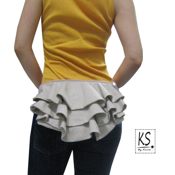 APRIL SPECIAL - Kinies Ruffled Waist Purse - Striped in Sand