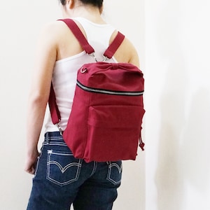 CLEARANCE SALE 30% Red Convertible Backpack, Personalized Valentine gift, Sling Bag, Crossbody bag, Shoulder Bag, Zipper Bag, Barrel Bag