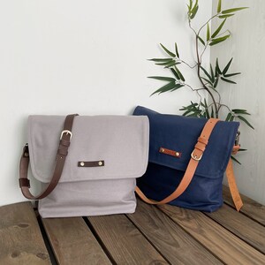 Sac cartable personnalisé en toile cirée à fermeture éclair avec bandoulière en cuir, sac pour homme, sac à bandoulière cartable, cadeau personnalisé, sac de facteur
