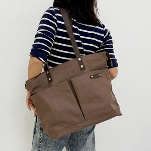 Grand sac fourre-tout personnalisé en toile cirée à fermeture éclair avec lanière en cuir, sac à bandoulière, sac à bandoulière, sac de travail, sac unisexe, porte-documents