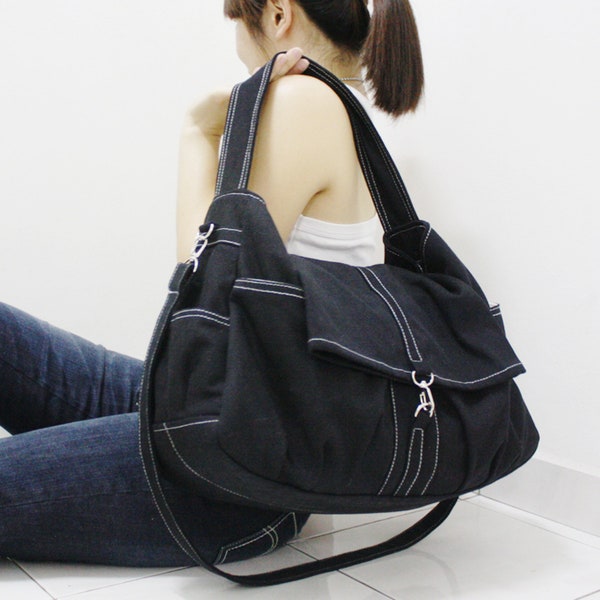 50% OFF SALE, Black Shoulder Bag, Personalized Valentine gift, Tote, Sling Bag, Diapers bag, Hobo, Travel Bag, Canvas Bag, Kinies