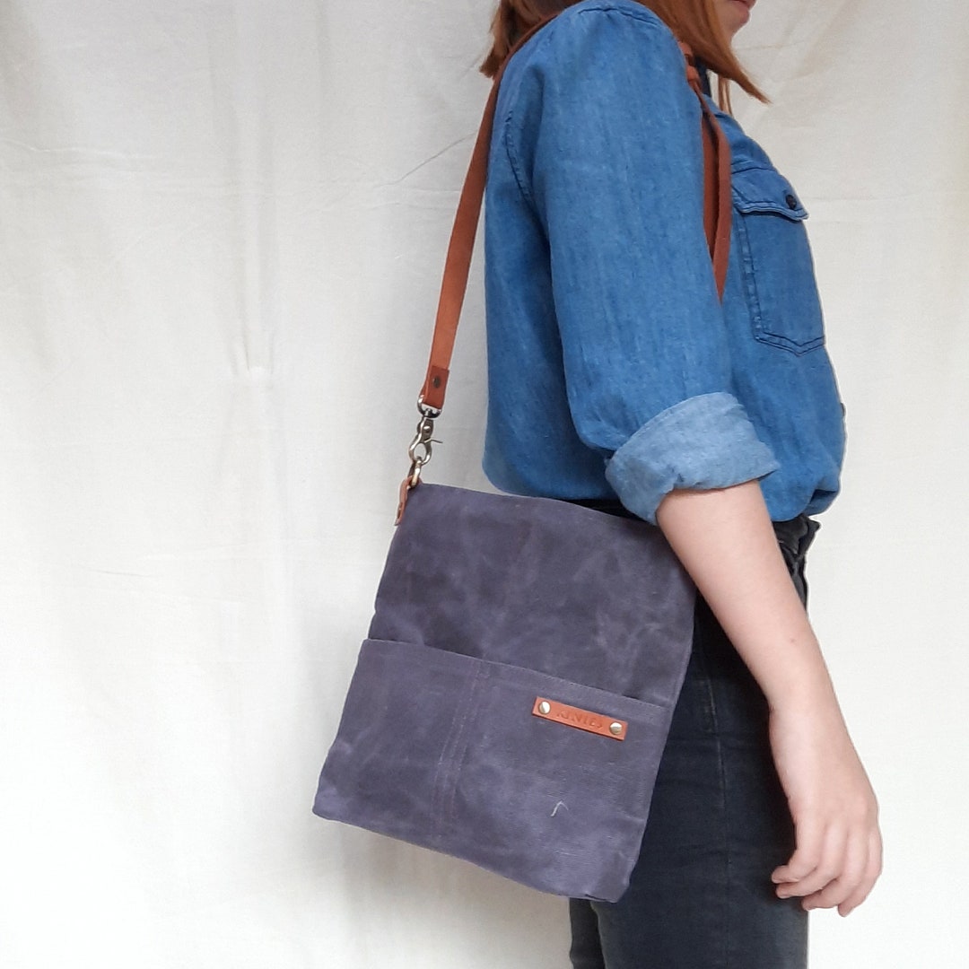 Canvas Crossbody Sling Bag - Grey main image 0