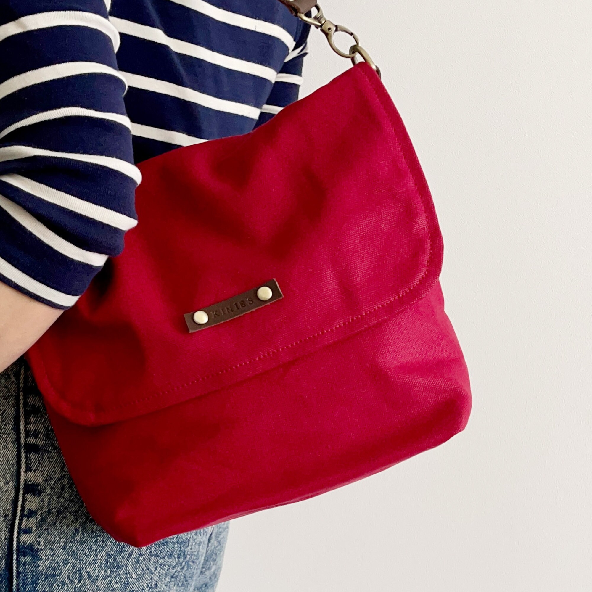 Personalized Zipper Waxed Canvas Satchel Bag with Leather Etsy