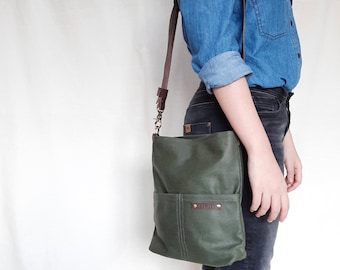 Cross Body Sling Bag in Army Green, Personalized Christmas gift, Couple Bag, Customized Bag, bags and purses, Shoulder Bags, Kinies