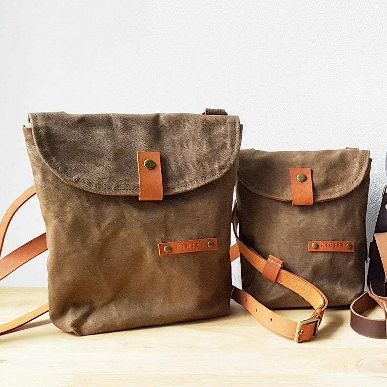 Brown Waxed Canvas Sling Bag Personalized Valentine Gift Etsy