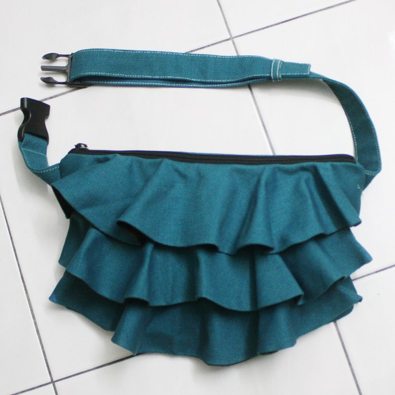 Teal Ruffled Waist Purse Fanny Pack Travel Pouch Hip Bag Etsy