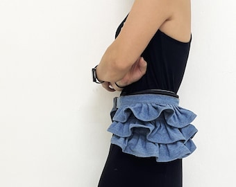Denim Fanny Pack, Denim Purse, Waist Bag, Denim Sling Bag Travel Bag, Hip Bag, Denim Bag, Christmas Gifts, Chest Bag, Party Bag, Running Bag