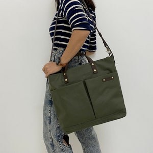 Grand sac fourre-tout personnalisé en toile cirée à fermeture éclair avec lanière en cuir, sac à bandoulière, sac à bandoulière, sac de travail, sac unisexe, porte-documents