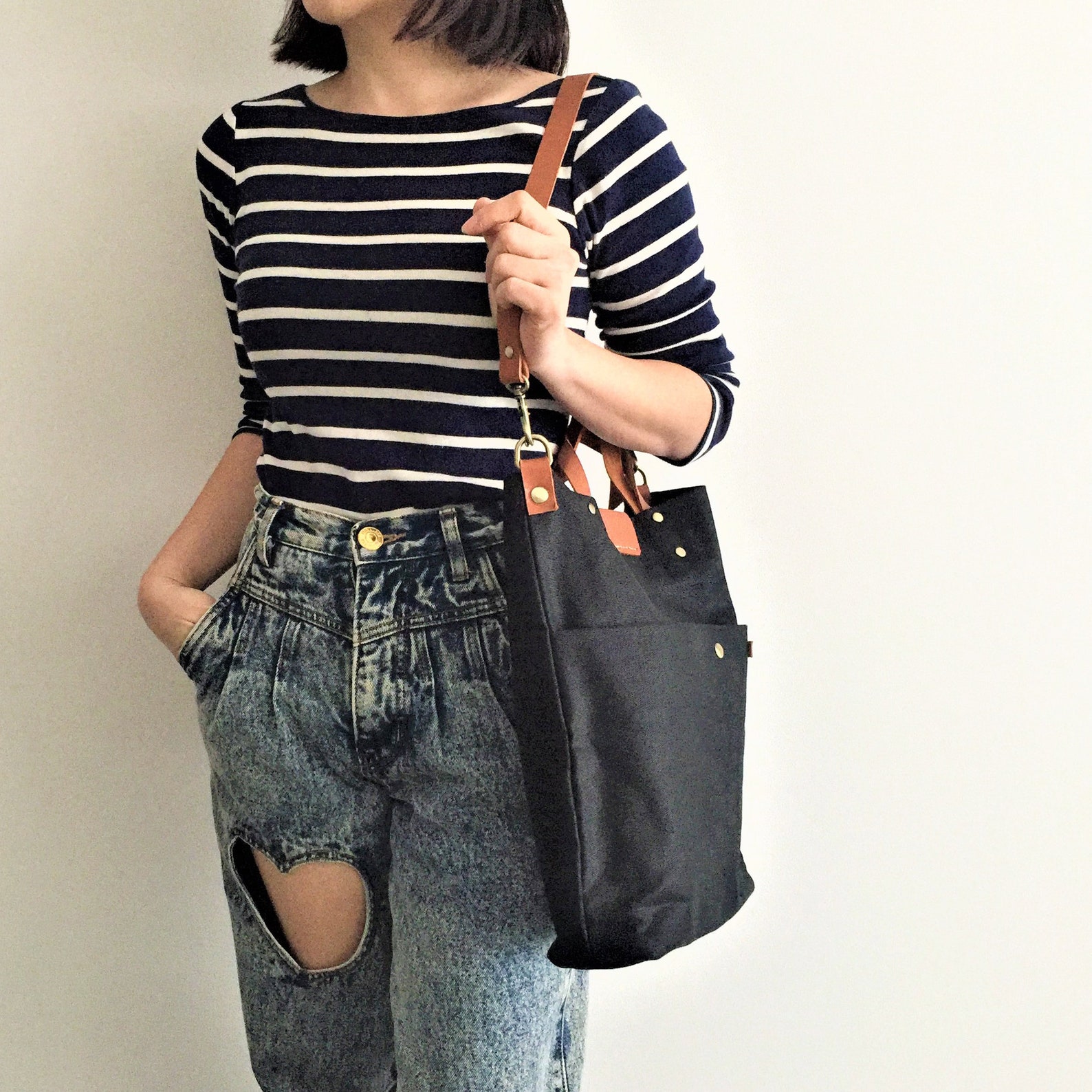 Leather Strap Tote Bag Tote Bag for Women Handheld Bag Etsy