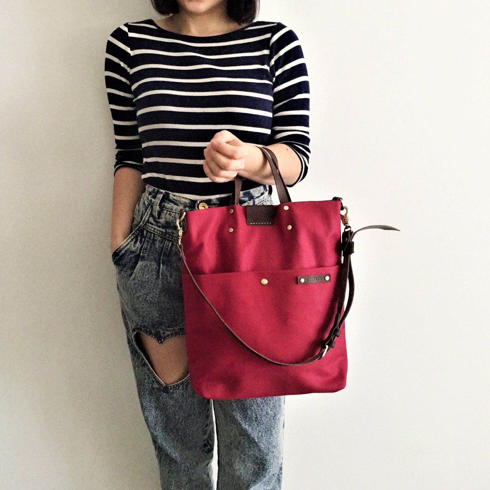 Leather Strap Tote Bag Tote Bag for Women Handheld Bag Etsy