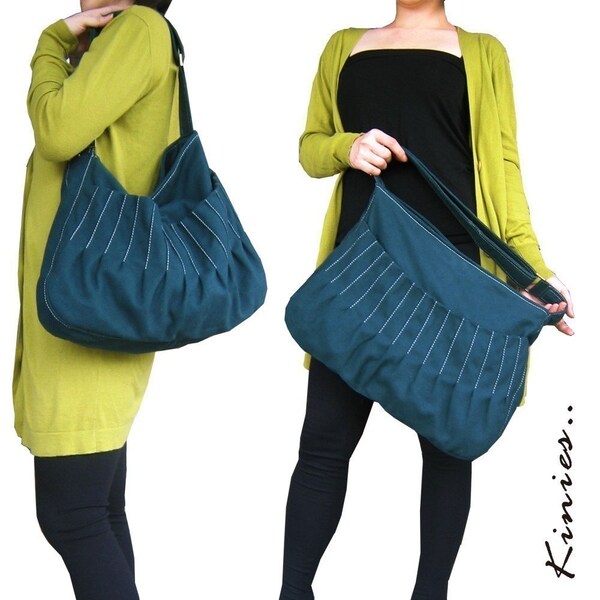 Kangaroo Pouch Market Bag in DARK GREEN (w\/an Adjustable Strap)