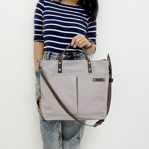 Grand sac fourre-tout personnalisé en toile cirée à fermeture éclair avec lanière en cuir, sac à bandoulière, sac à bandoulière, sac de travail, sac unisexe, porte-documents