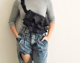 Fanny Packs, Hip Bag, Walking Bags, Jogging Pouch, Belt Pouch, Clubbing Purses, Waist Bag, Christmas gift, Travel Bag, Canvas Bag, Black