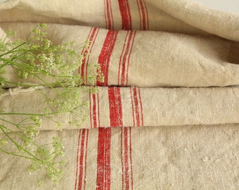 antique linen grain sack handwoven organic pillow KX500