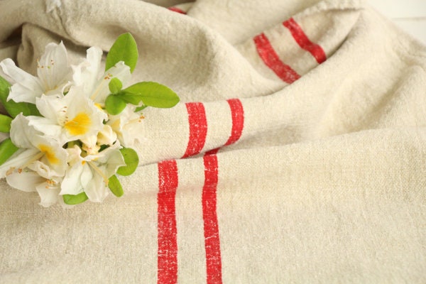 antique french linen grainsack grain sack pillow table runner JX 047