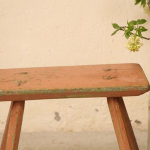handcarved antique austrian wooden stool A599 image 4