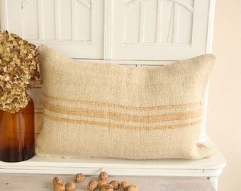 Charming rustic linen cushion cover, wabi sabi decor, A 681