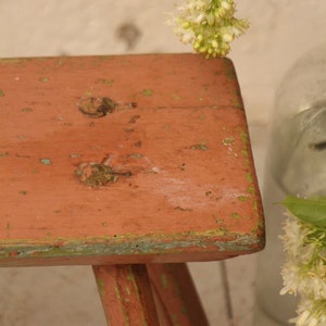 handcarved antique austrian wooden stool A599 image 7