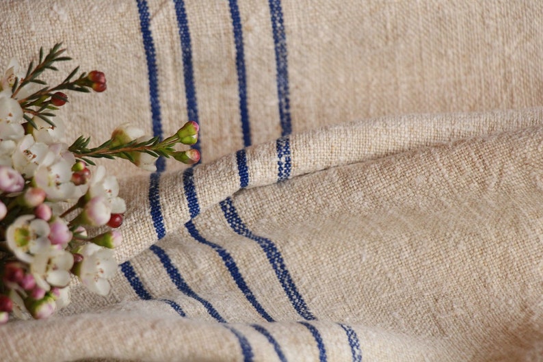 6.99y grainsack TP 118: grain sack fabric by the yard linen by the yard handloomed,COBALT BLUE 18.50wide pillow,french lin,upholstery