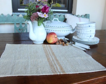 SEWING SERVICE: handloomed linen antique charming  6 PLACEMATS; laundered weeding decoration