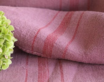 dyed antique linen grain sack, farmhousedecor, durable, stair runner, french fabric, raspberry, L 367