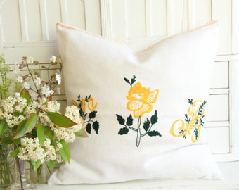 Charming embroidered linen cushion cover A 121