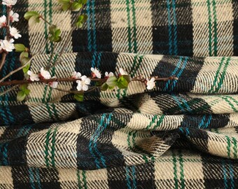 T 193: fabric by the yard, antique, handloomed wool, TURQUOISE GReen BLACK, 10.93yards ; upholstery fabric, wool, cushion, pillow,