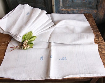 D 136:  handloomed linen antique charming TOWEL napkin LAUNDERED EASTER Spring decoration 리넨