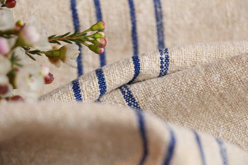 6.99y grainsack TP 118: grain sack fabric by the yard linen by the yard handloomed,COBALT BLUE 18.50wide pillow,french lin,upholstery