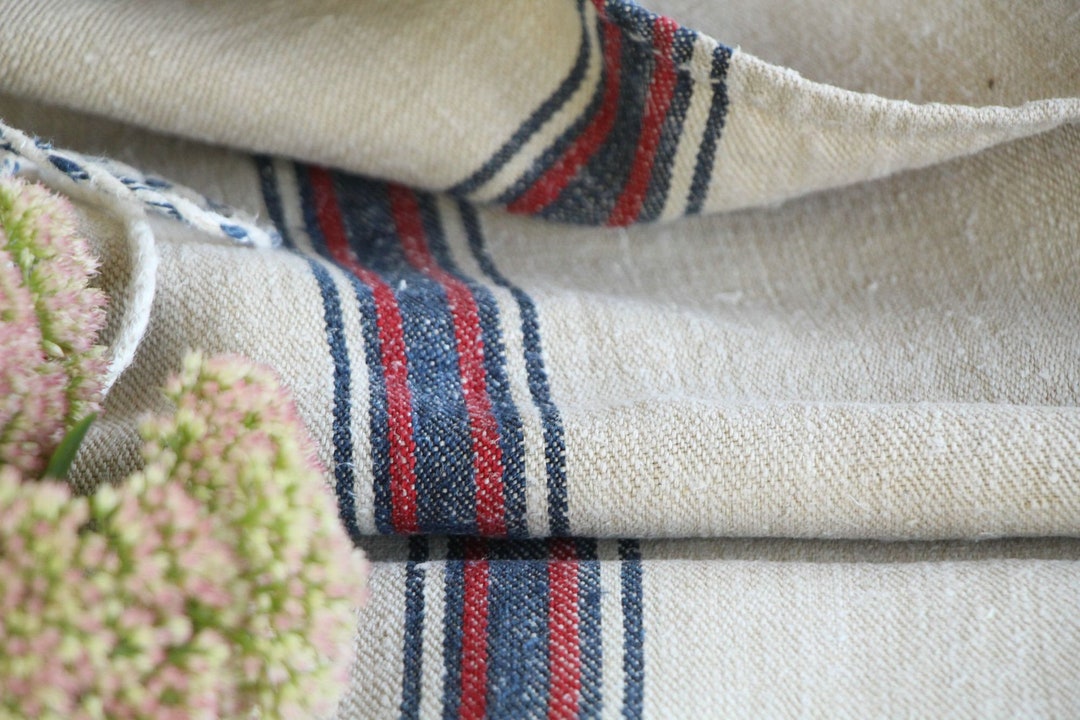 Antique Linen Grain Sack, Organic Fabric, Sewing, Upholstering, L 014 ...