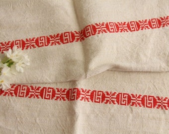 antique charming linen TOWEL D 711 handstitched embroidery vintage gogmuljalu