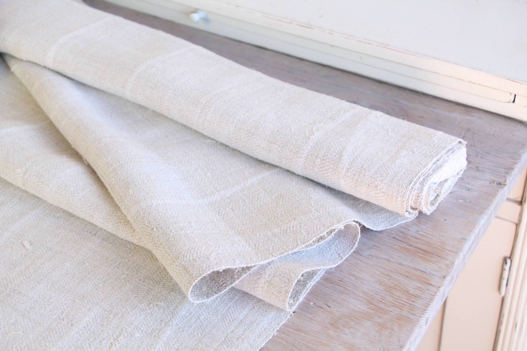 Antique Linen Fabric, 3.82y, Skandi Style, Textured Fabric