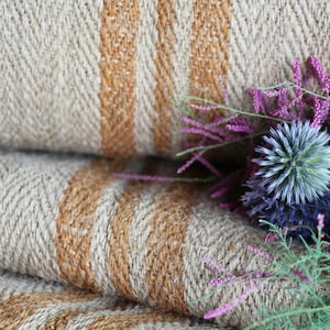 C 429 antique GOLDEN CARAMELL handloomed upholstery fabric STAIRRUNNER 19.34 yards cushion