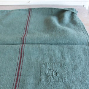 dyed antique linen grain sack, farmhouse decor, french linen, L 223 image 4