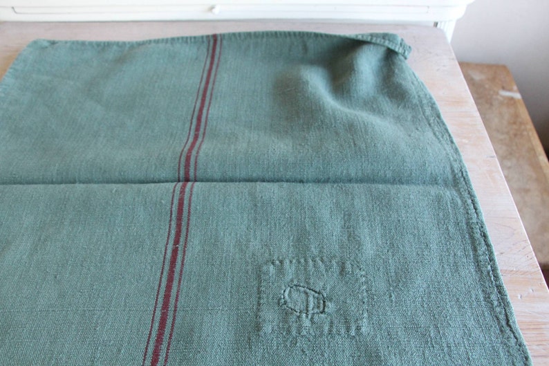 dyed antique linen grain sack, farmhouse decor, french linen, L 223 image 4