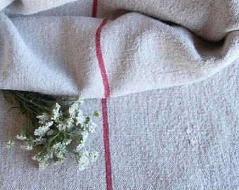 FP 781: Grain Sack, antique,OLD Rosé RED, grain sack,  style, organic, pillow, 44.88 long, wedding decoration, old linen, gogmuljalu