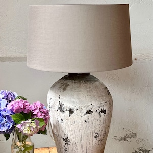 unique table lamp, antique clay pot A 637 image 1