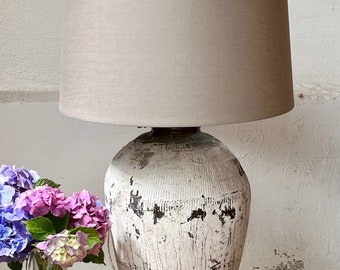 unique table lamp, antique clay pot A 637