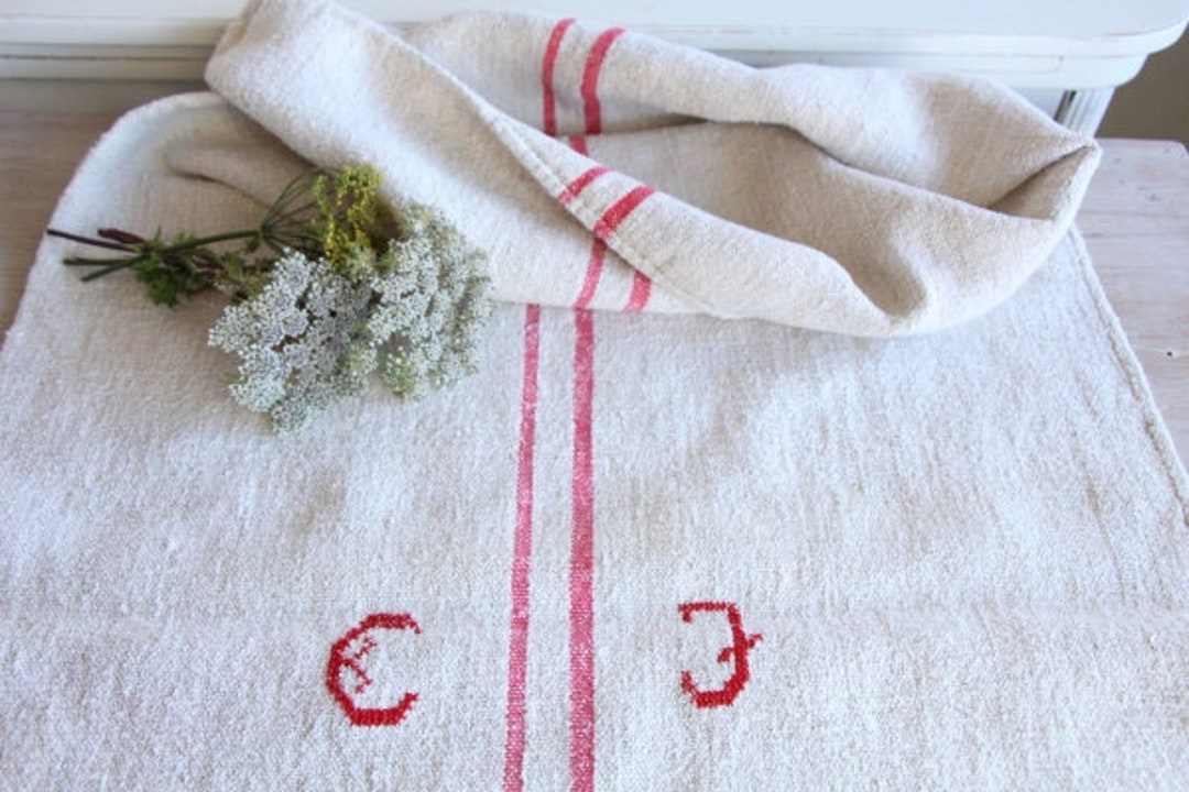 Antique Charming French Linen Grainsack Grain Sack JX 589