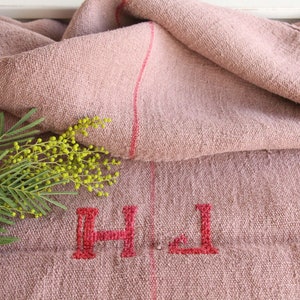 dyed antique linen grain sack pillow KX 320