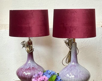 unique pair of table lamps, amaco glaze A 636