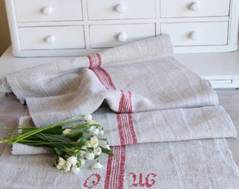 handmade antique linen table runner festive table D 973